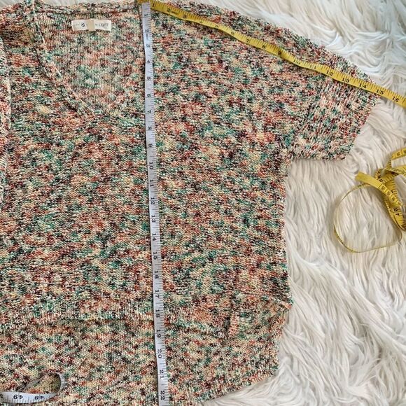 LOU & GREY Vneck dolman sleeves Multicolor knit hi-lo sweater top OVERSIZED XS - Picture 8 of 9